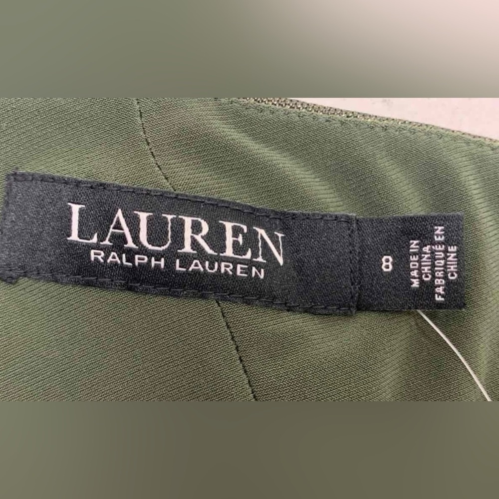 Lauren Ralph Lauren One-Shoulder Metallic Olive Green Dress - Picture 10 of 10